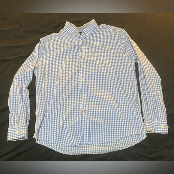 Large Tommy Hilfiger Men’s Blue & White button up PERFECT No stains No Flaws 🤩 - Picture 13 of 14